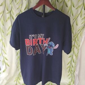Disney Lilo And Stitch Gildan Blue Short Sleeve Tee Birthday Design